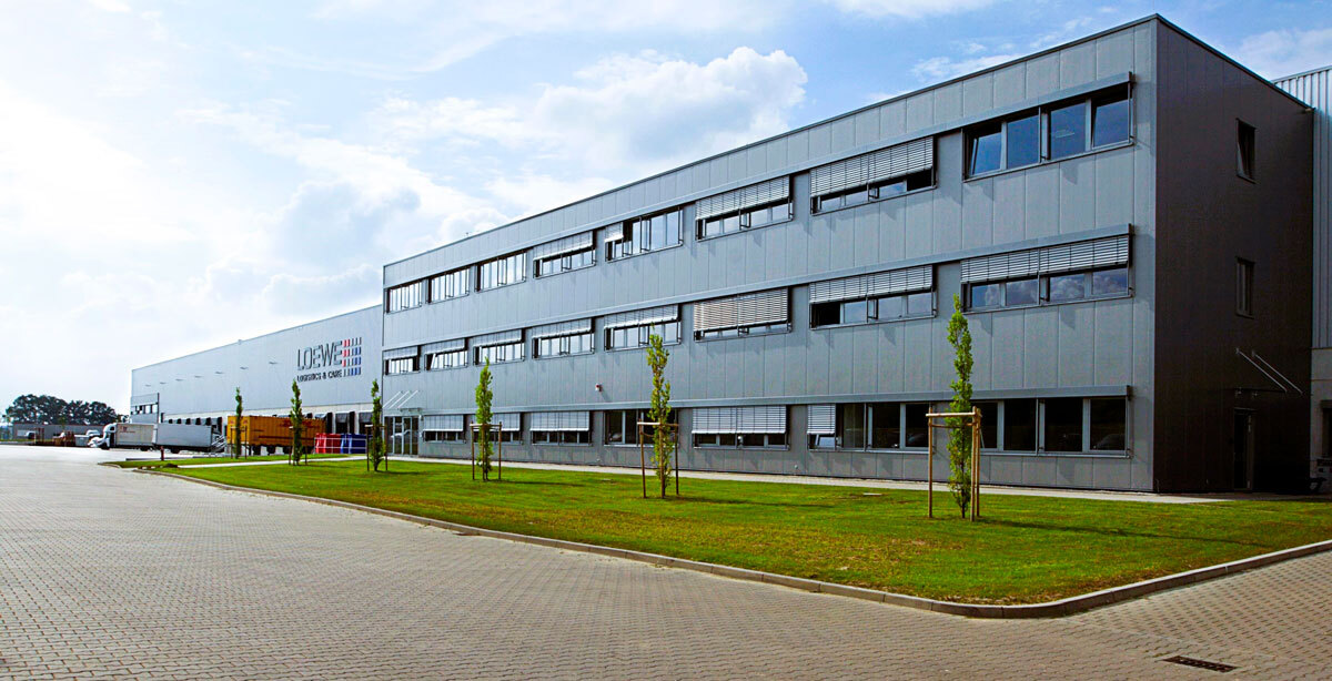 photo of the LOEWE Logistics & Care GmbH building in Herford, Germany.  